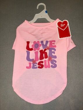 Love Like Jesus Pink Graphic Dog Tee Shirt